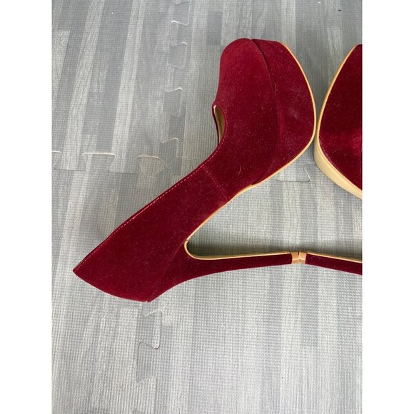Colin Stuart Platform Pumps Heels Size 9 B Oxblood Red Round Toe - Picture 7 of 13